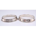 TWO GEORGE III SILVER DECANTER COLLARS