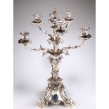 A VICTORIAN SILVER SIX-LIGHT CANDELABRUM CENTREPIECE