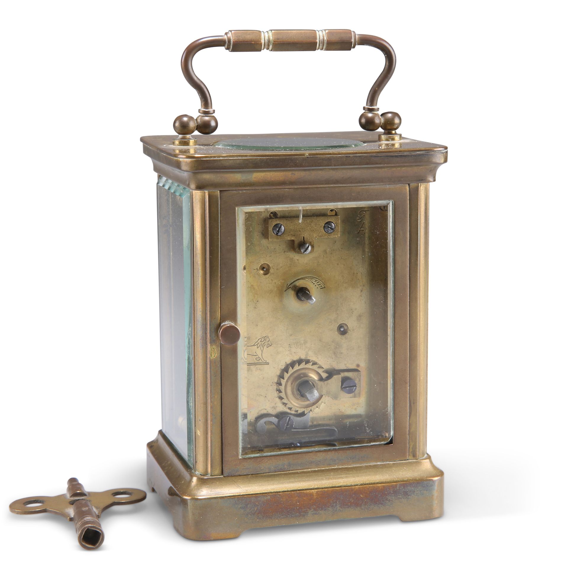 A FRENCH BRASS CASED CARRIAGE CLOCK, BY DUVERDRY & BLOQUEL - Bild 2 aus 2
