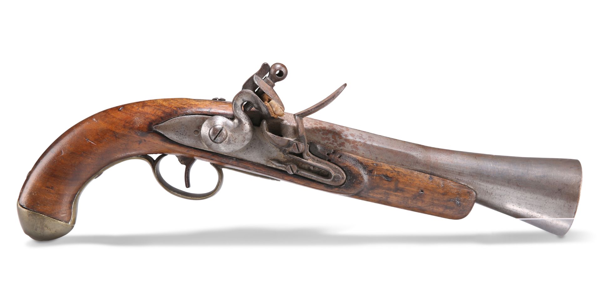 A STEEL BARRELLED FLINTLOCK PISTOL