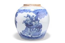 A CHINESE BLUE AND WHITE JAR