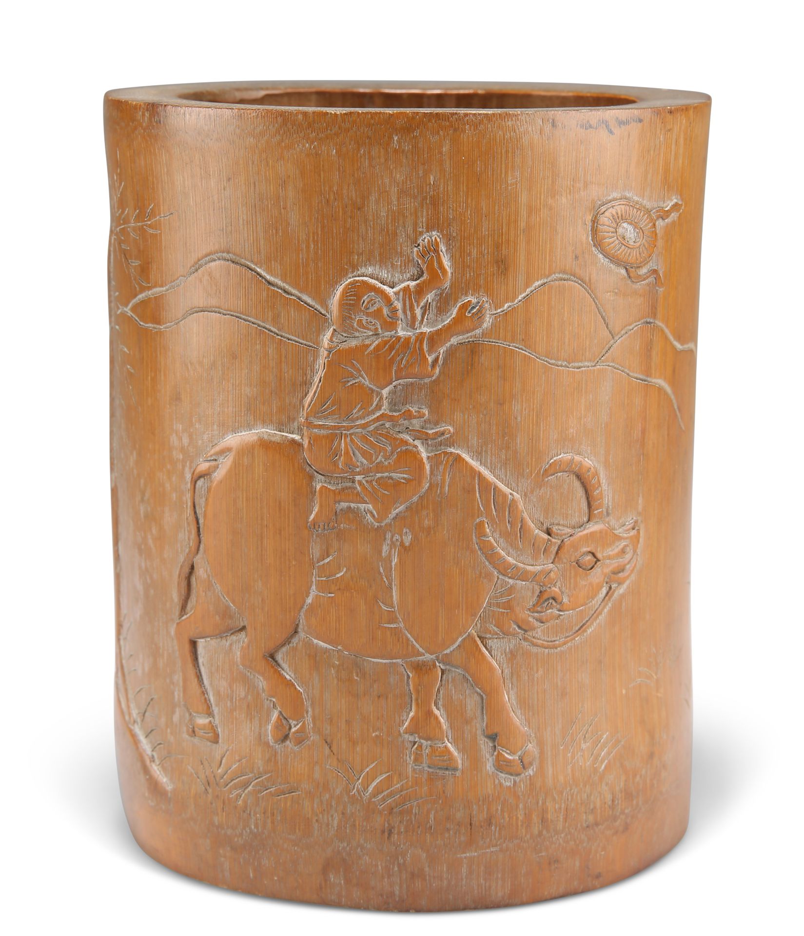 A 19TH CENTURY CHINESE BAMBOO BRUSH POT