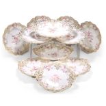 A JOHN RIDGWAY PORCELAIN "ROCOCO REVIVAL" PART DESSERT SERVICE, CIRCA 1840S