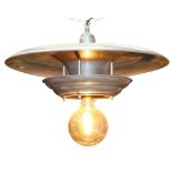 A SET OF FOUR INDUSTRIAL ALUMINIUM PENDANT CEILING LIGHTS