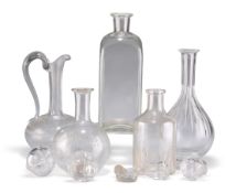 GLASS DECANTERS, CLARET JUGS AND STOPPERS