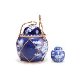 A CHINESE BLUE AND WHITE GINGER JAR AND COVER