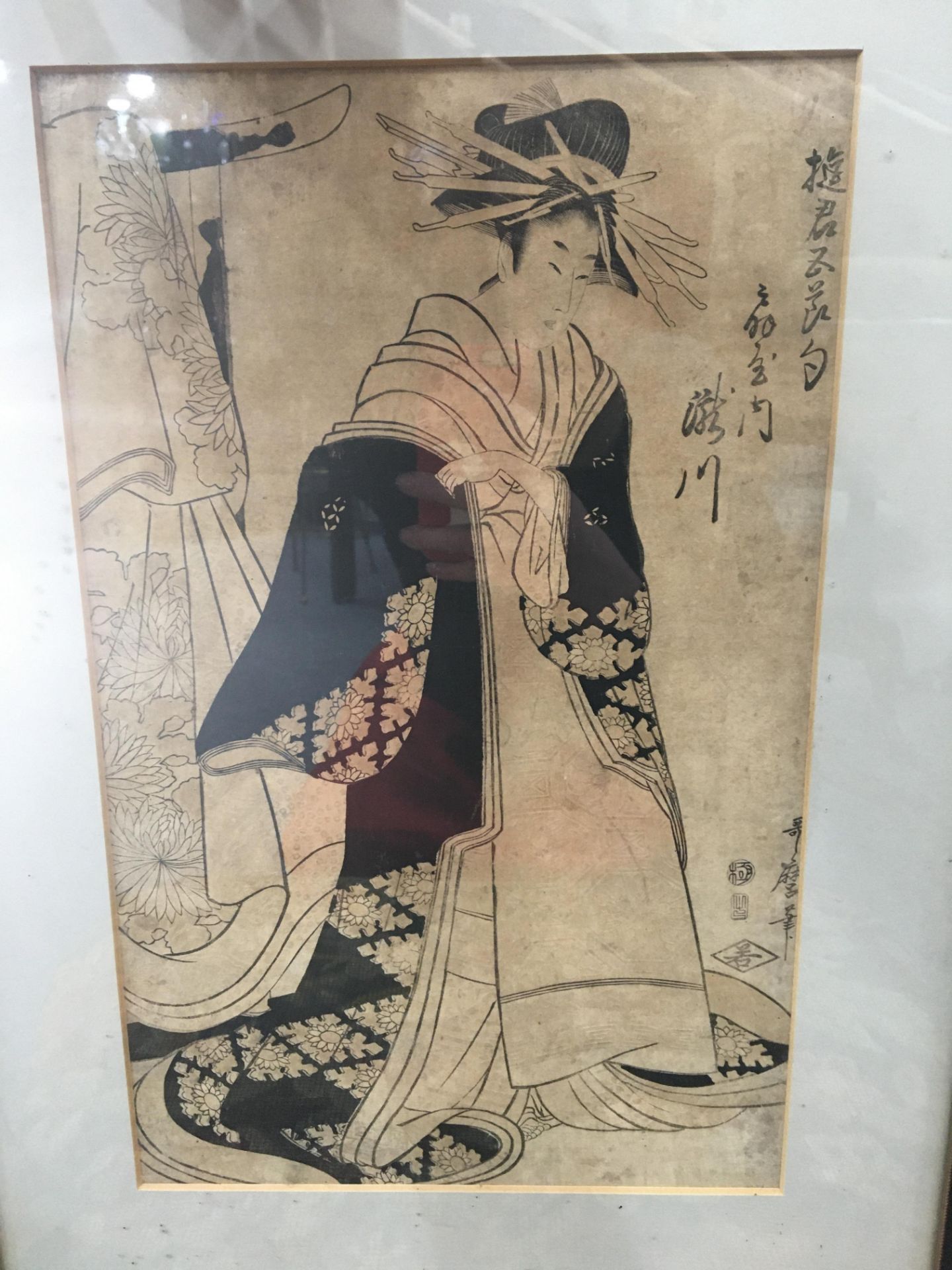 TWO JAPANESE WOODBLOCKS AND A CHINESE WATERCOLOUR ON SILK - Bild 8 aus 19