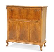 A WALNUT DRINKS CABINET, 20TH CENTURY