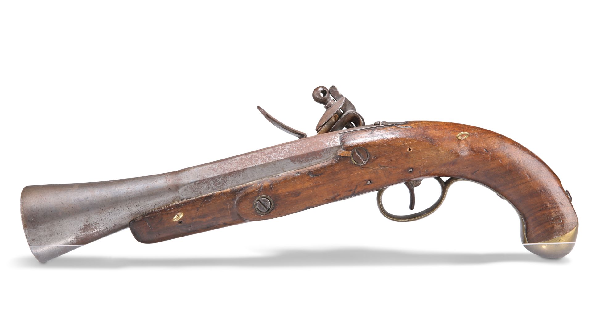 A STEEL BARRELLED FLINTLOCK PISTOL - Bild 2 aus 2