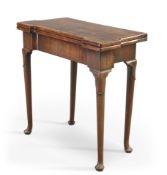 A GEORGE III CROSSBANDED MAHOGANY FOLDOVER CARD TABLE, 18TH CENTURY