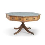 A LEATHER-INSET MAHOGANY OCTAGONAL LIBRARY TABLE, LATE 19TH CENTURY,