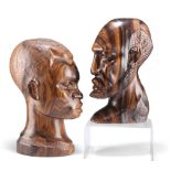 TWO AFRICAN HEAD CARVINGS