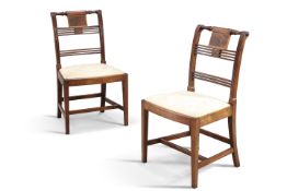 A PAIR OF REGENCY INLAID MAHOGANY SIDE CHAIRS