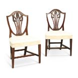 A PAIR OF HEPPLEWHITE STYLE MAHOGANY SIDE CHAIRS