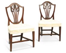 A PAIR OF HEPPLEWHITE STYLE MAHOGANY SIDE CHAIRS