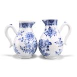 TWO 18TH CENTURY CHINESE BLUE AND WHITE CREAM JUGS