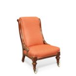 A VICTORIAN MAHOGANY AND UPHOLSTERED PARLOUR CHAIR