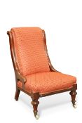 A VICTORIAN MAHOGANY AND UPHOLSTERED PARLOUR CHAIR