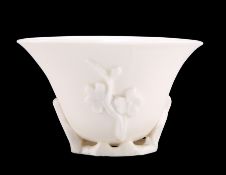 A CHINESE BLANC DE CHINE LIBATION CUP, PROBABLY KANGXI PERIOD