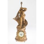 A 19TH CENTURY FRENCH SPELTER CLOCK LAMP