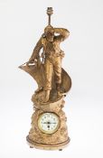 A 19TH CENTURY FRENCH SPELTER CLOCK LAMP