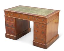 A VICTORIAN MAHOGANY PEDESTAL DESK