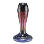 AN ART NOUVEAU CAMEO GLASS LAMP BASE