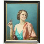HAROLD HUME PIFFARD (1867-1938), WOMAN WITH A GLASS OF WINE AND GIRL OFFERING A CIGARETTE