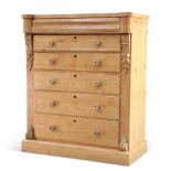 A LARGE VICTORIAN PINE CHEST OF DRAWERS