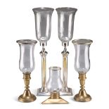 TWO PAIRS OF HURRICANE LAMPS