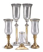 TWO PAIRS OF HURRICANE LAMPS