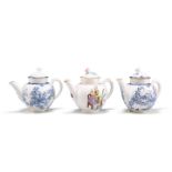 THREE ROYAL WORCESTER MINIATURE TEAPOTS