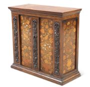 A FINE 19TH CENTURY CARVED AND INLAID WALNUT TABLE CABINET