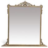 A PERIOD STYLE GILT OVERMANTEL MIRROR