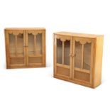 A PAIR OF ART DECO OAK BOOKCASES