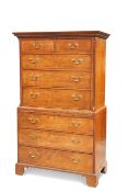 A GEORGE III MAHOGANY CHEST ON CHEST