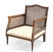 AN ADAM STYLE MAHOGANY AND CANEWORK BERGÈRE, 19TH CENTURY