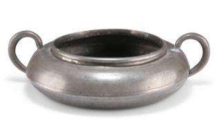 A GEORGE III PEWTER TWO-HANDLED SPITTOON