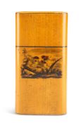 A 19TH CENTURY SATINWOOD CIGAR CASE