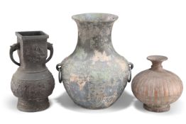 A GROUP OF THREE VASES/VESSELS