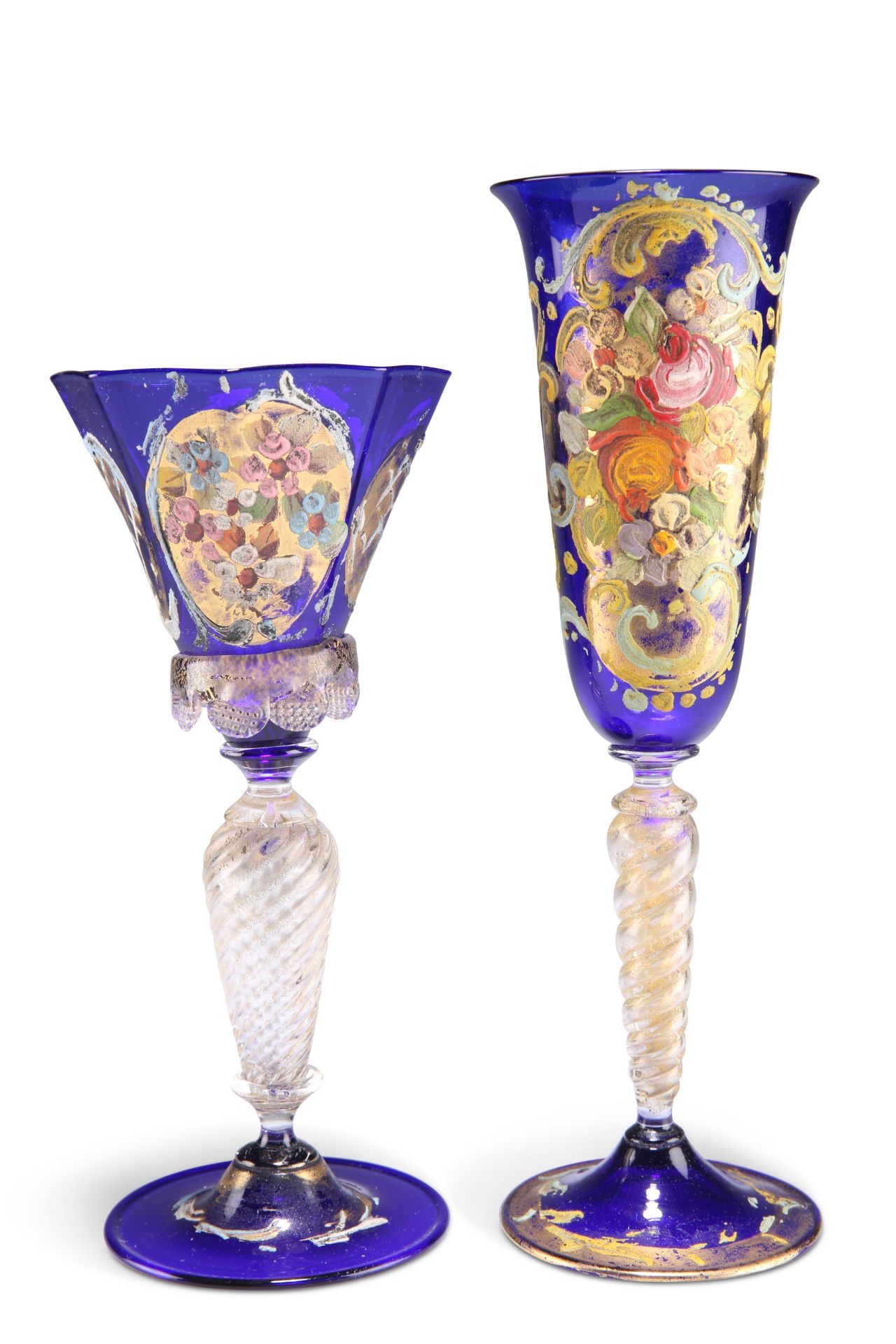 TWO VENETIAN GLASS GOBLETS, CIRCA 1950S