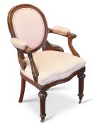 A WILLIAM IV MAHOGANY OPEN ARMCHAIR