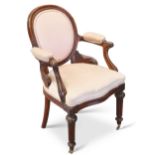 A WILLIAM IV MAHOGANY OPEN ARMCHAIR