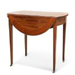 A GEORGE III STYLE SATINWOOD BANDED MAHOGANY PEMBROKE TABLE