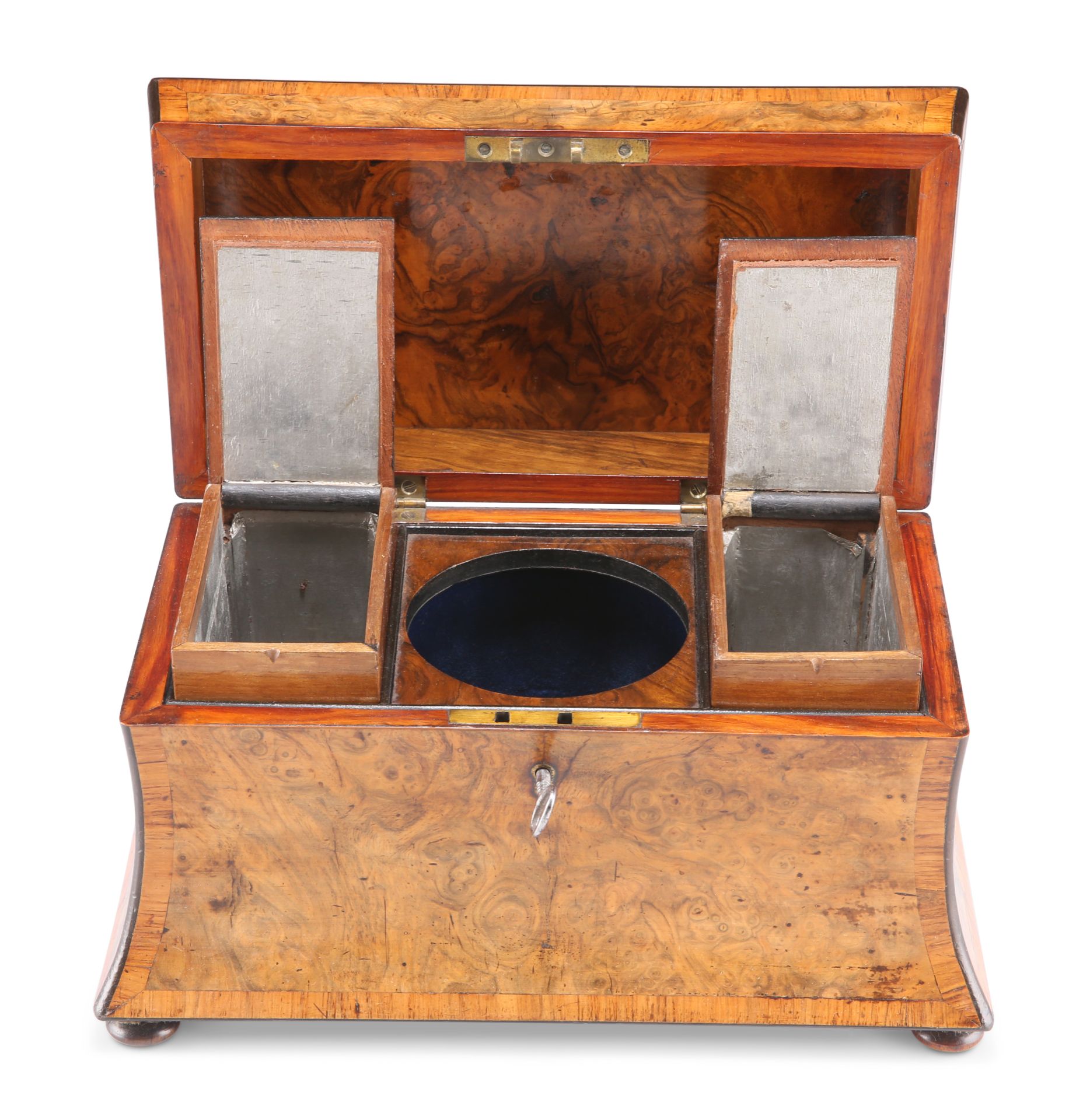 A VICTORIAN BURR WALNUT TEA CADDY - Bild 3 aus 3