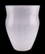 A WHITEFRIARS CLOUDY WHITE LATTICE GLASS TUMBLER VASE