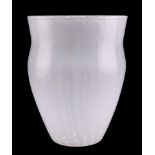 A WHITEFRIARS CLOUDY WHITE LATTICE GLASS TUMBLER VASE