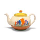 A CLARICE CLIFF CROCUS PATTERN TEAPOT