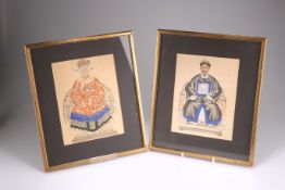 TWO CHINESE WATERCOLOURS OF DIGNITARIES