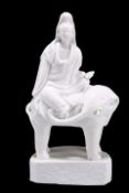 A RARE CHINESE BLANC DE CHINE MODEL OF A GUANYIN